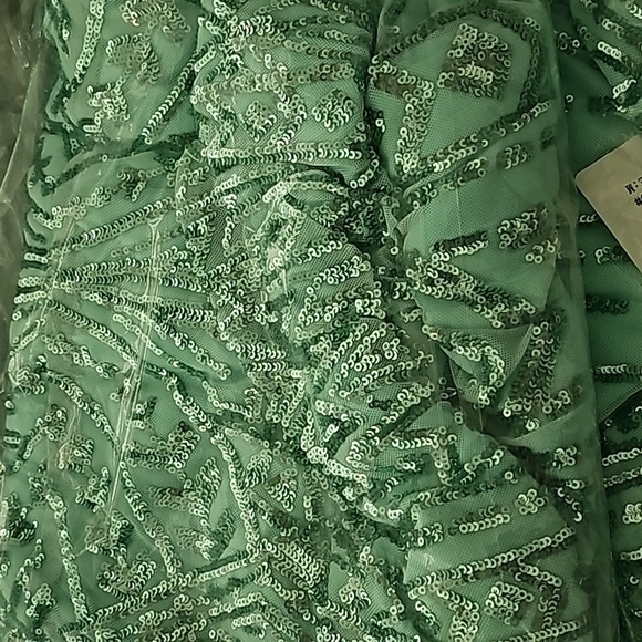 Mint Blue, V Neck,  Sleeveless,  Strapless,  Draped Beads, Sequined Merm… - Picture 11 of 13